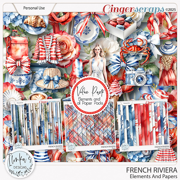 French Riviera Elements And Papers by Ilonka's Designs 