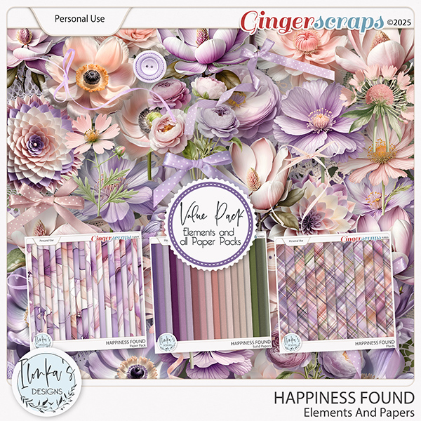 Happiness Found Elements And Papers by Ilonka's Designs 