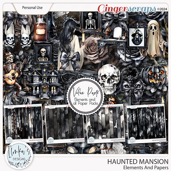 Haunted Mansion Elements And Papers by Ilonka's Designs