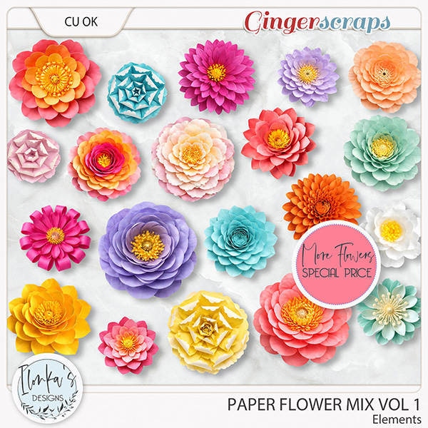 CU Paper Flower Mix Vol 1 by Ilonka's Designs 
