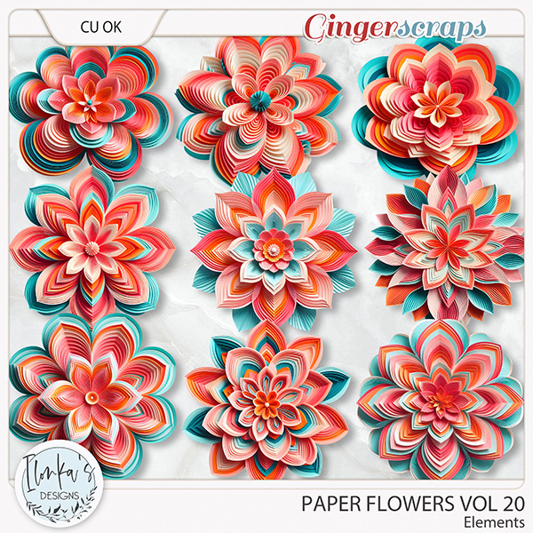CU Paper Flowers Vol 20 by Ilonka's Designs 