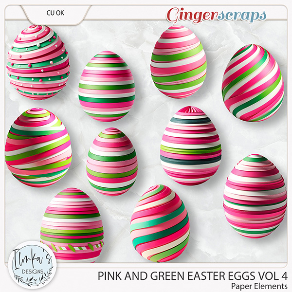 CU Pink And Green Paper Easter Eggs Vol 4 by Ilonka's Designs