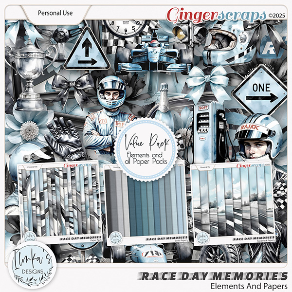 Race Day Memories Elements And Papers by Ilonka's Designs 