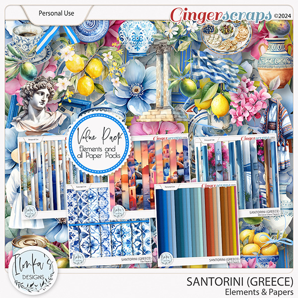 Santorini Elements & Papers by Ilonka's Designs