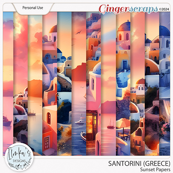 Santorini Sunset Papers by Ilonka's Designs
