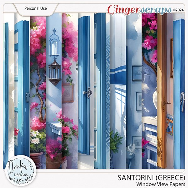 Santorini Window View Papers by Ilonka's Designs