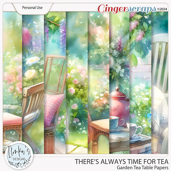 There's Always Time For Tea Garden Tea Table Papers by Ilonka's Designs 