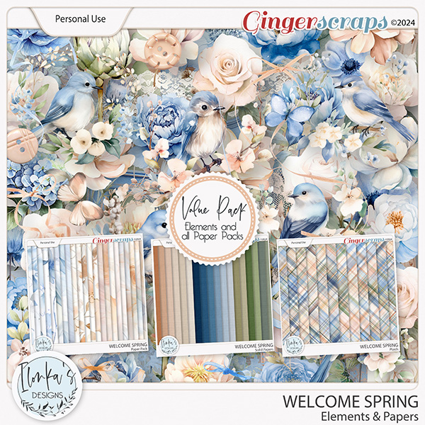 Welcome Spring Elements & Papers by Ilonka's Designs