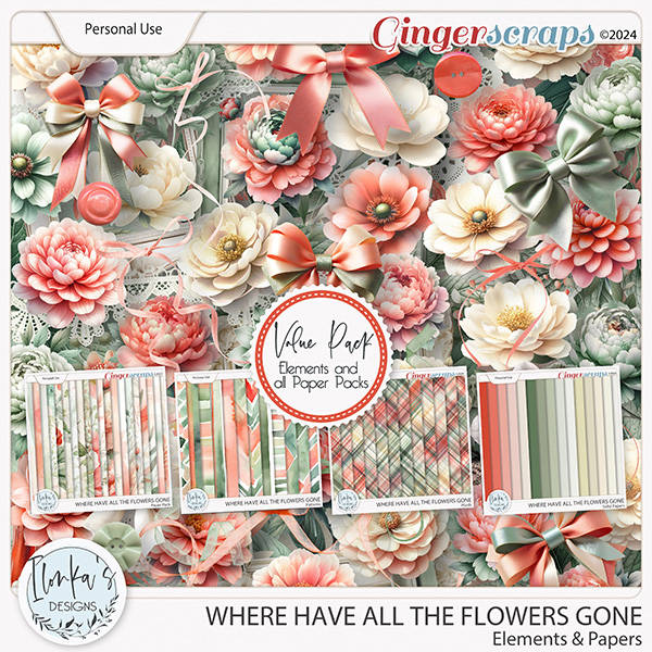 Where Have All The Flowers Gone Elements And Papers by Ilonka's Designs 