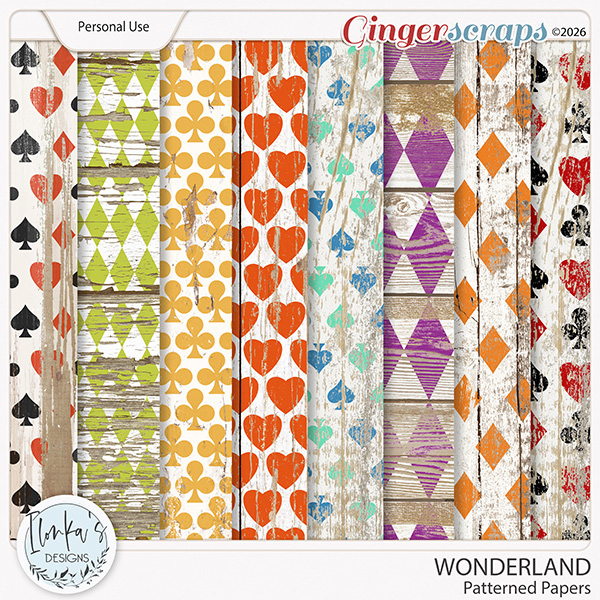 Wonderland Patterned Papers by Ilonka's Designs