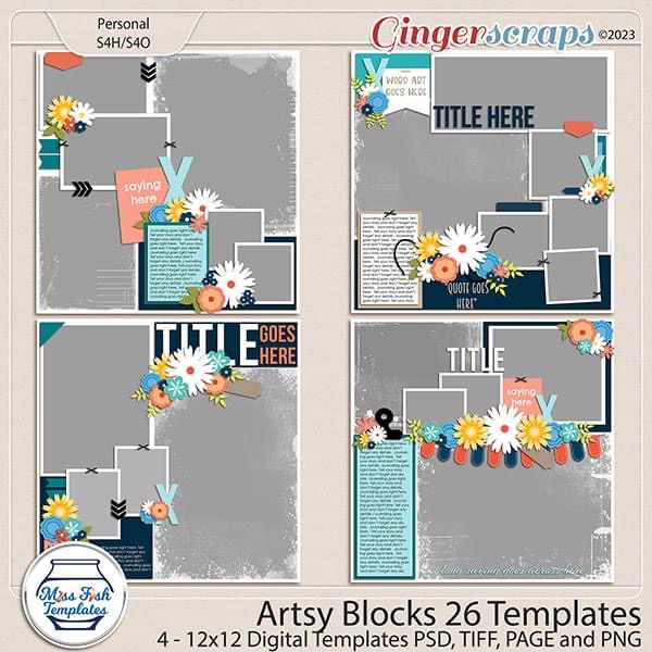 Artsy Blocks 26 Templates by Miss Fish