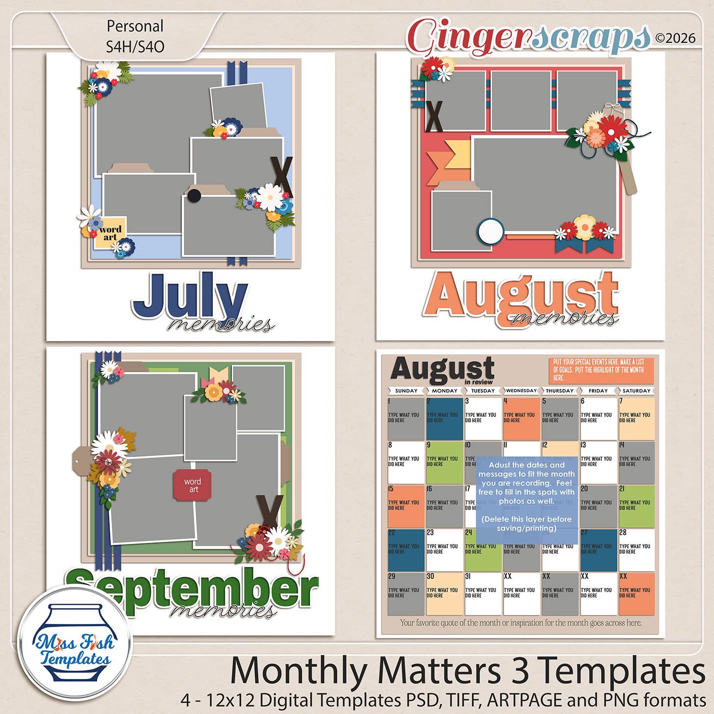 Monthly Matters 3 Templates by Miss Fish