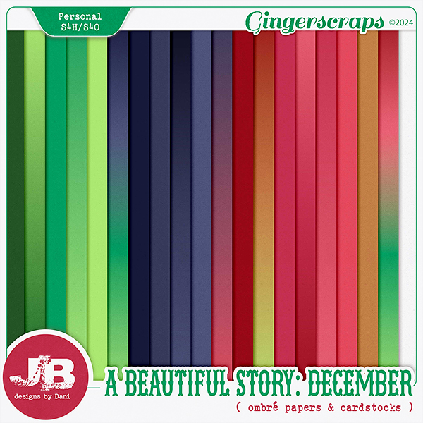 A Beautiful Story: December Ombré Papers & Cardstocks by JB Studio