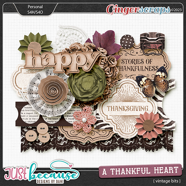 A Thankful Heart Vintage Bits by JB Studio