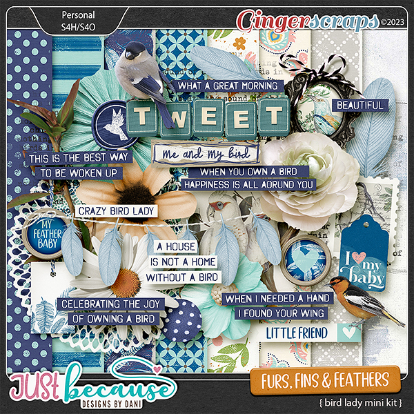 Fur, Fins and Feathers {Bird Lady} Mini Kit by JB Studio