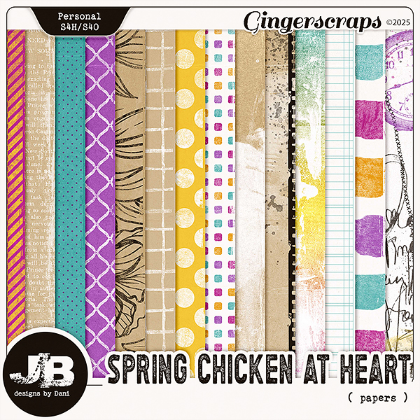 Spring Chicken At Heart Papers by JB Studio