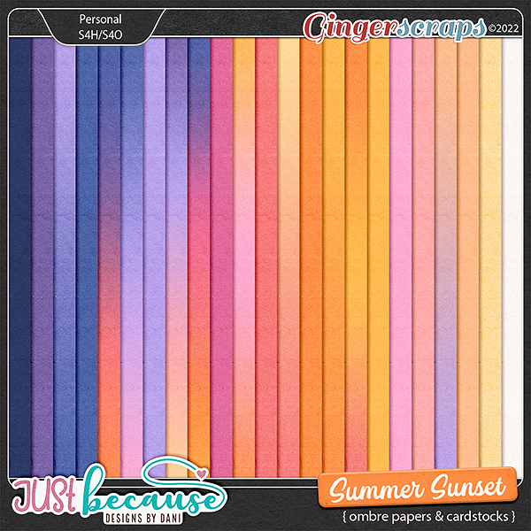 Summer Sunset Ombre Papers & Cardstocks by JB Studio