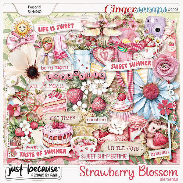 Strawberry Blossom Elements by JB Studio