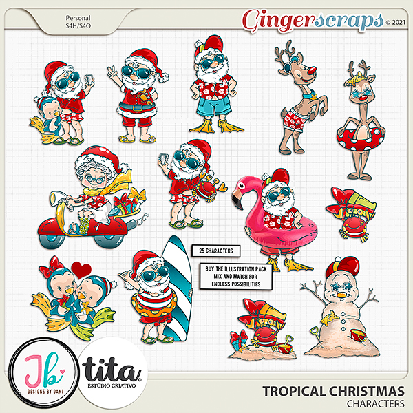 Tropical Christmas Characters by JB Studio and Tita