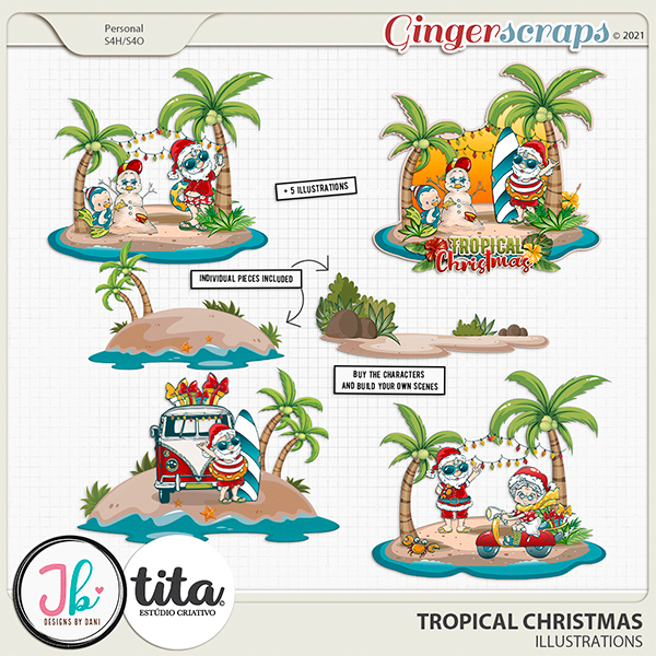 Tropical Christmas Illustrations by JB Studio and Tita