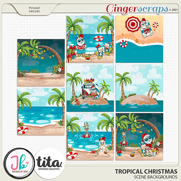 Tropical Christmas Scene Backgrounds by JB Studio and Tita