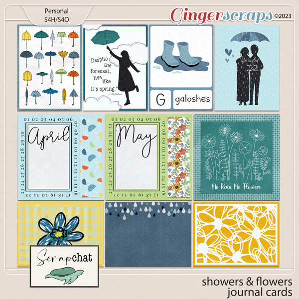Showers and Flowers Journal Cards by ScrapChat Designs