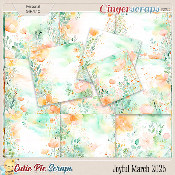 Joyful March 2025 Watercolor Floral Papers 