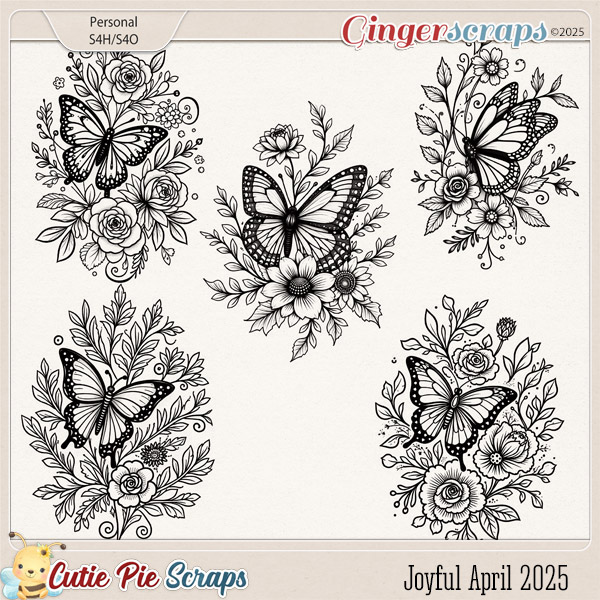 Joyful April 2025 Floral Digital Stamps