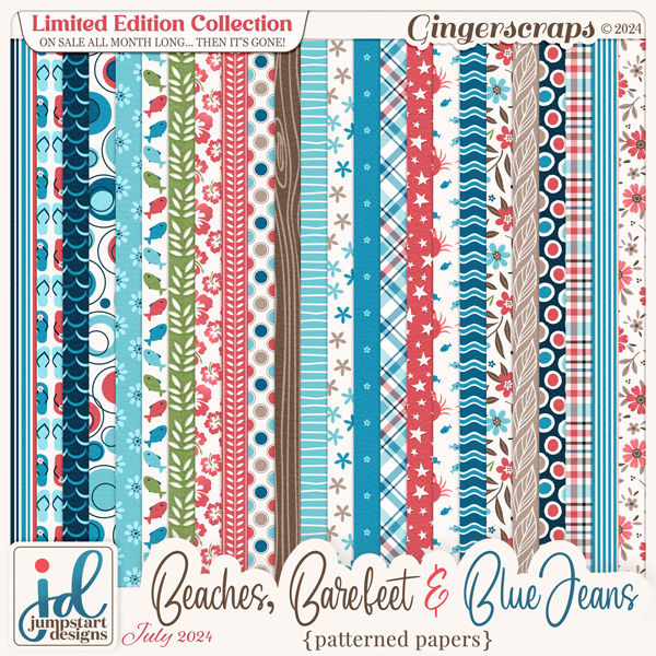 Beaches, Bare Feet & Blue Jeans {Patterned Papers}