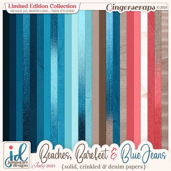 Beaches, Bare Feet & Blue Jeans {Solid, Crinkled & Denim Papers}
