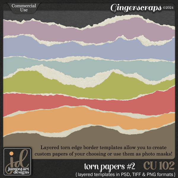 CU & PU 102 ~ Torn Papers {Layered Templates}