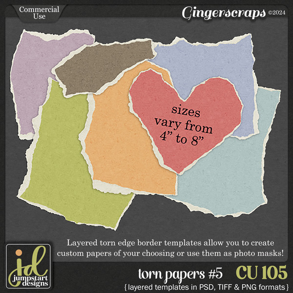 CU & PU 105 ~ Torn Papers {Layered Templates}