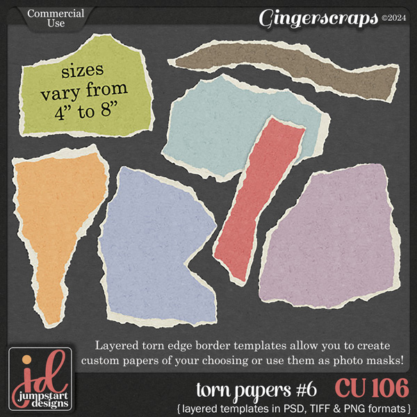 CU & PU 106 ~ Torn Papers {Layered Templates}