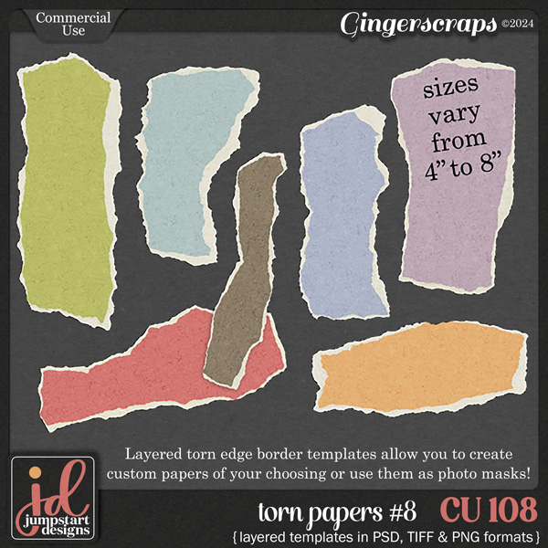 CU & PU 108 ~ Torn Papers {Layered Templates}