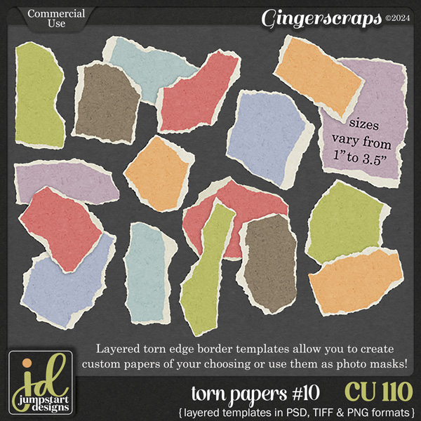 CU & PU 110 ~ Torn Papers {Layered Templates}