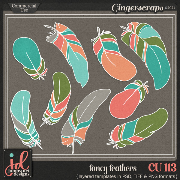 CU & PU 113 ~ Fancy Feathers {Layered Templates}