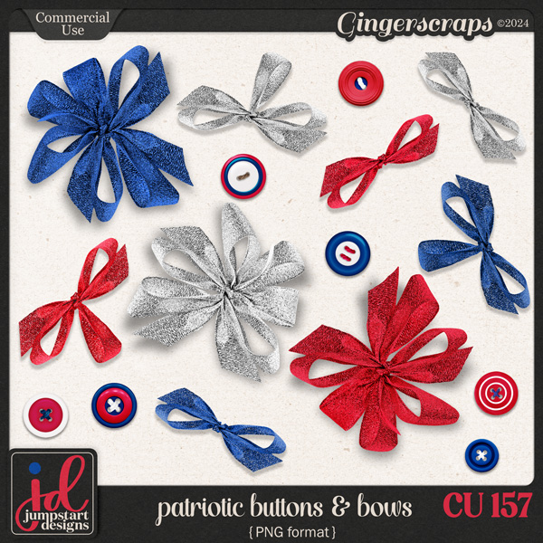 CU & PU 157 ~ Patriotic Buttons & Bows