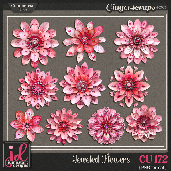 CU & PU 172 ~ Jeweled Flowers