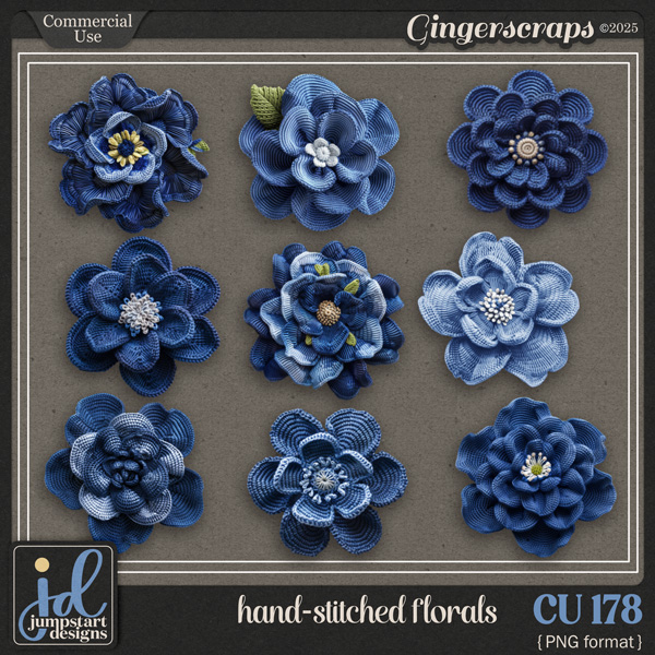 CU & PU 178 ~ Hand Stitched Florals