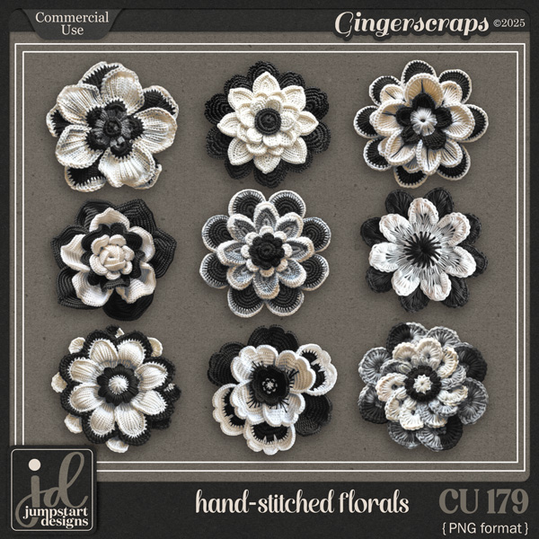 CU & PU 179 ~ Hand Stitched Florals