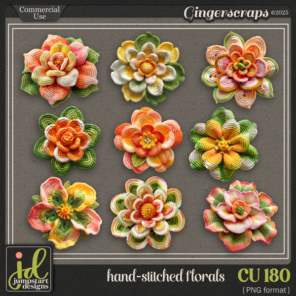 CU & PU 180 ~ Hand Stitched Florals