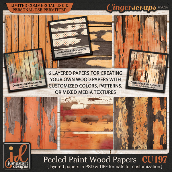 CU & PU 197 ~ Peeled Paint Wood Papers (layered)
