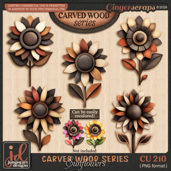 CU & PU 210 ~ Carved Wood Series ~ Sunflowers