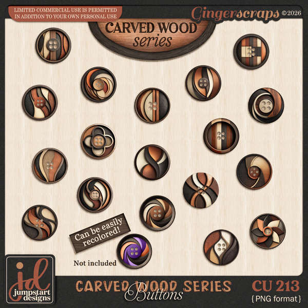 CU & PU 213 ~ Carved Wood Series ~ Buttons