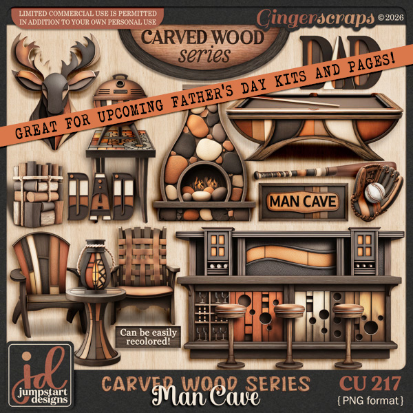 CU & PU 217 ~ Carved Wood Series ~ Man Cave