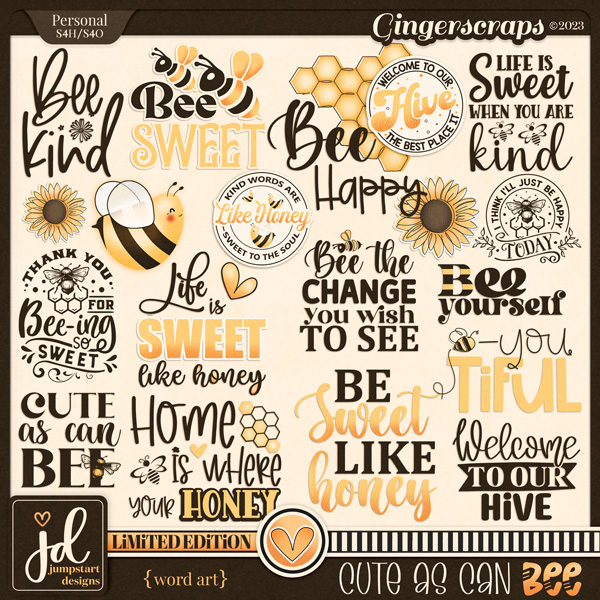 Cute As Can BEE {Word Art} LIMITED EDITION