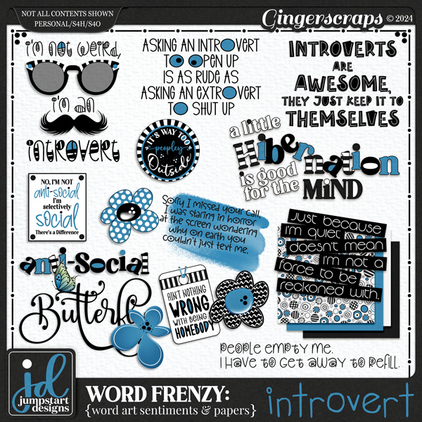 WORD FRENZY: Introvert {Word Art Mini Kit}