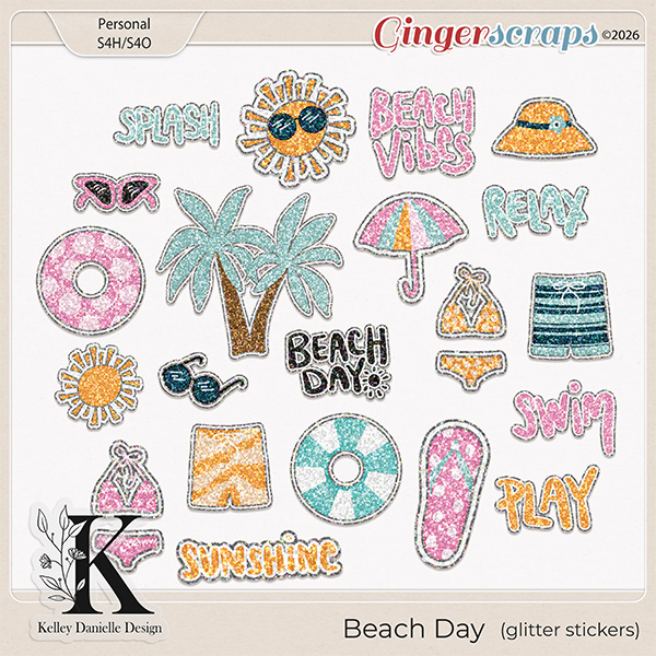 Beach Day Sparkle Stickers Kit by Kelley Danielle Design
