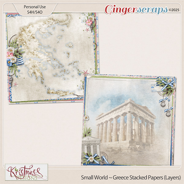 Small World ~ Greece Stacked Papers (Layers)