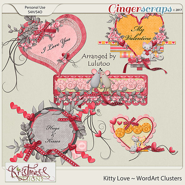 Kitty Love WordArt Clusters